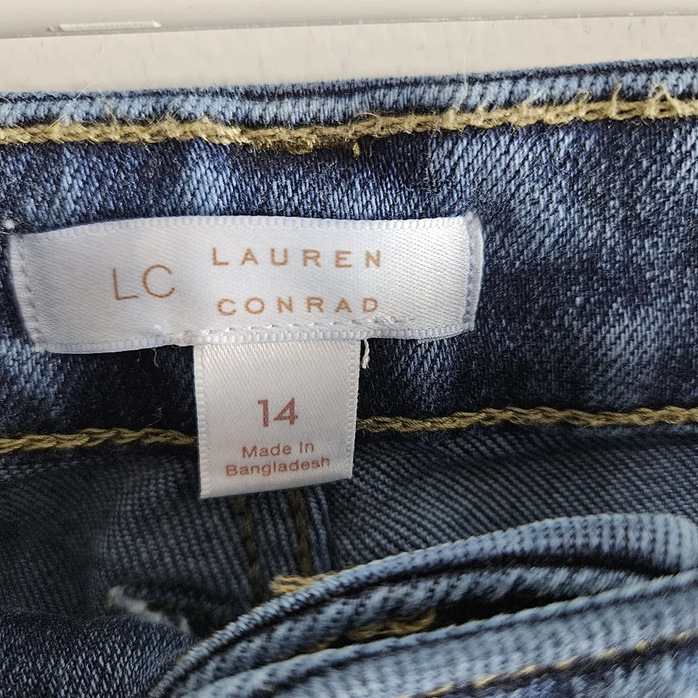 LC Lauren Conrad Stylish Denim Jeans Blue Straight Plus Size 14